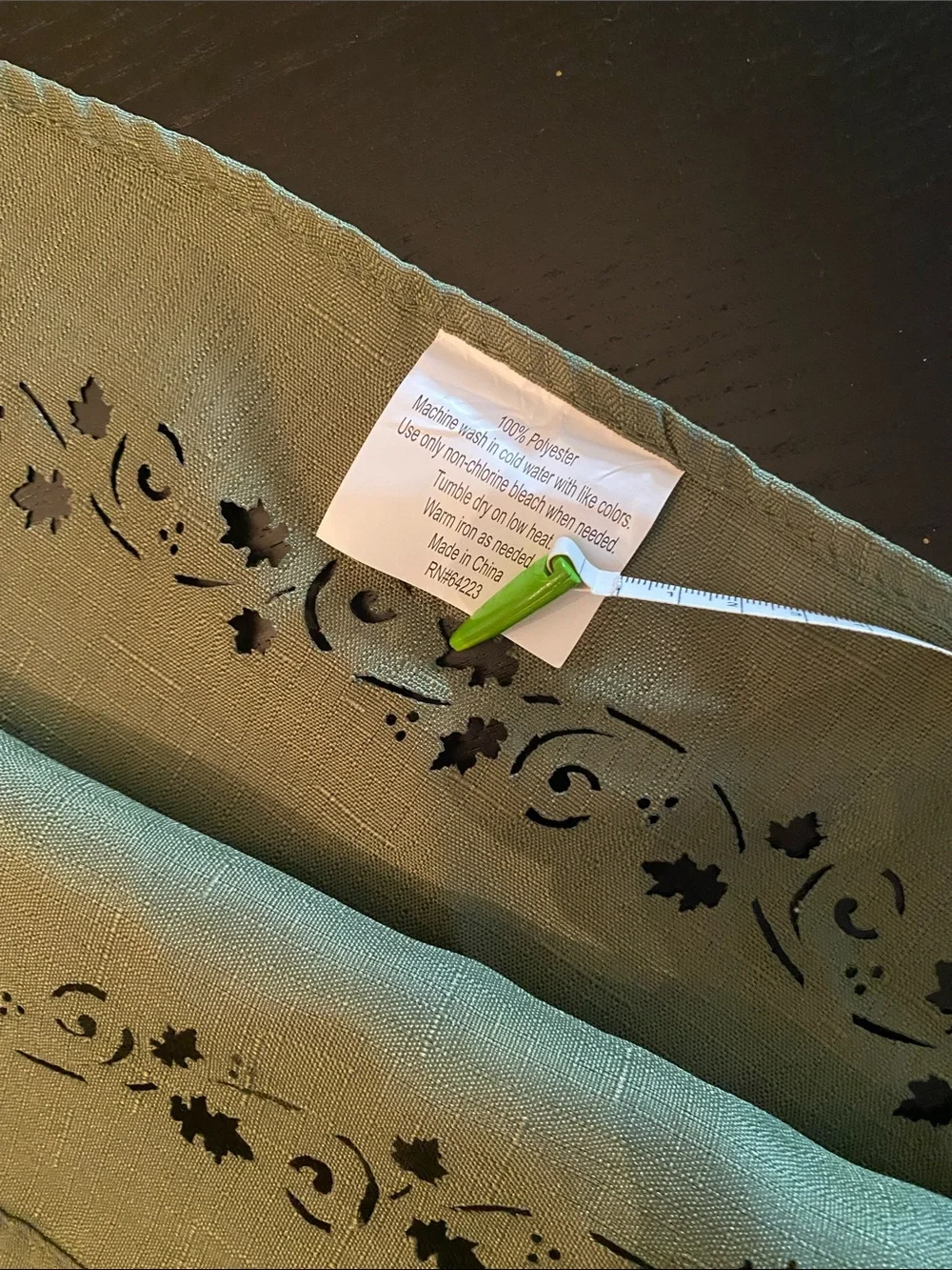 Olive Green Large Round Fall Leaf Tablecloth. Approximately 73”